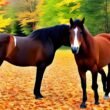 Horses Eat Maple Leaves